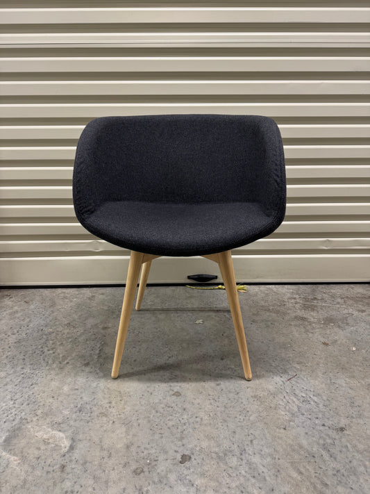 Sonny Tub Chair – Charcoal Wool Fabric with Oak Legs