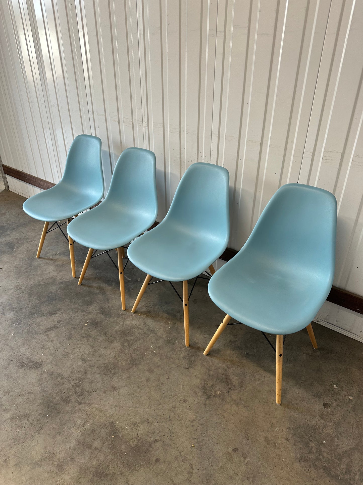 Original Eames Moulded Plastic Side Chair Dowel - Aqua Sky