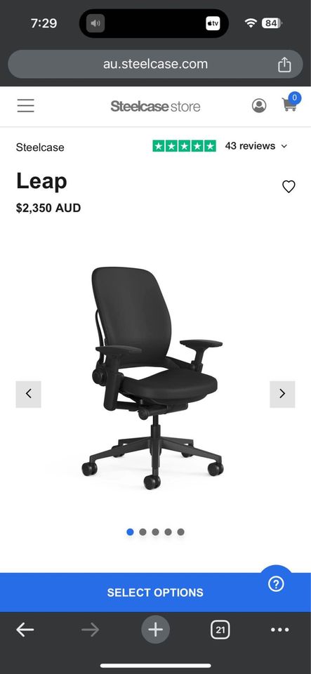 Steelcase Leap V2 ergonomic chair - Black colour