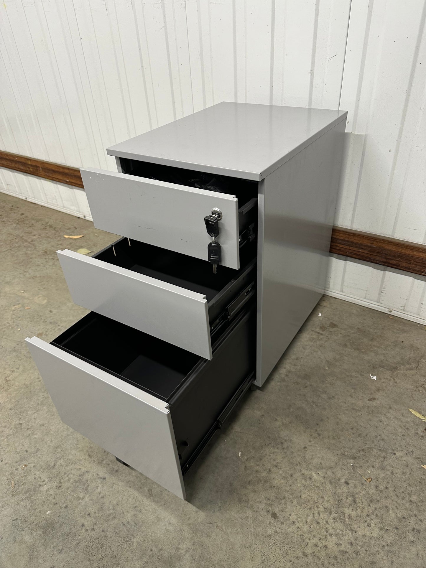 Grey Metal Office Pedestal - 3 Drawers