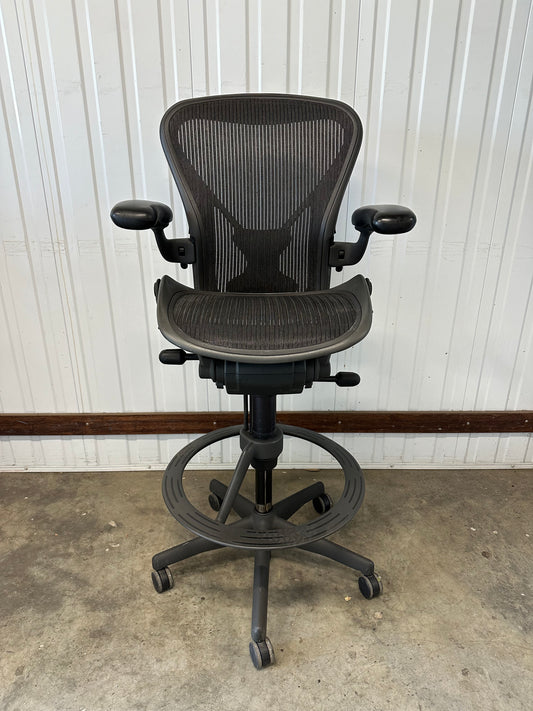 Herman Miller Aeron High drafting stool chair with Posture Fit - Size B