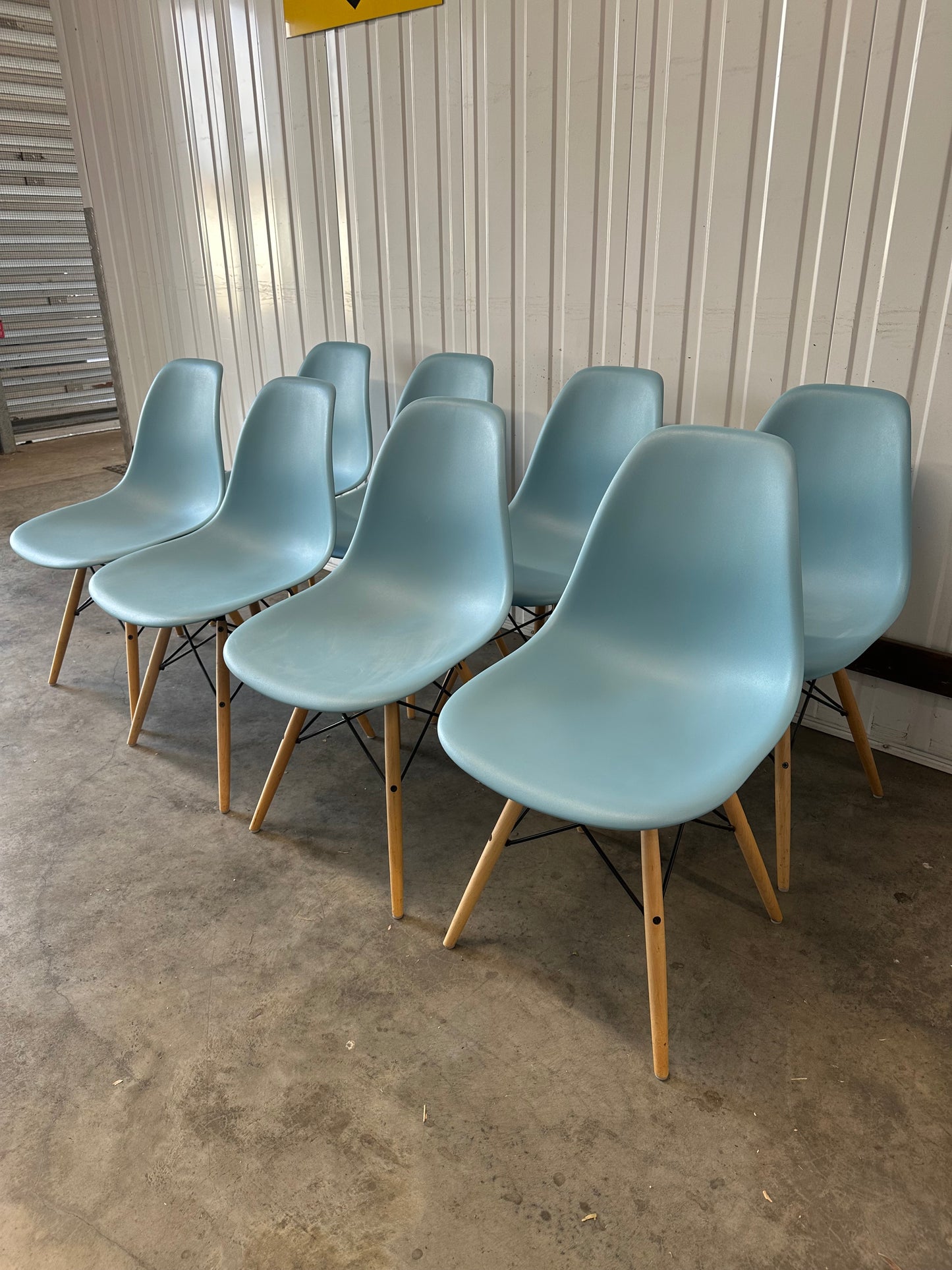 Original Eames Moulded Plastic Side Chair Dowel - Aqua Sky