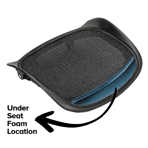 Location of Herman Miller Aeron seat foam under the chair for replacement and comfort enhancement