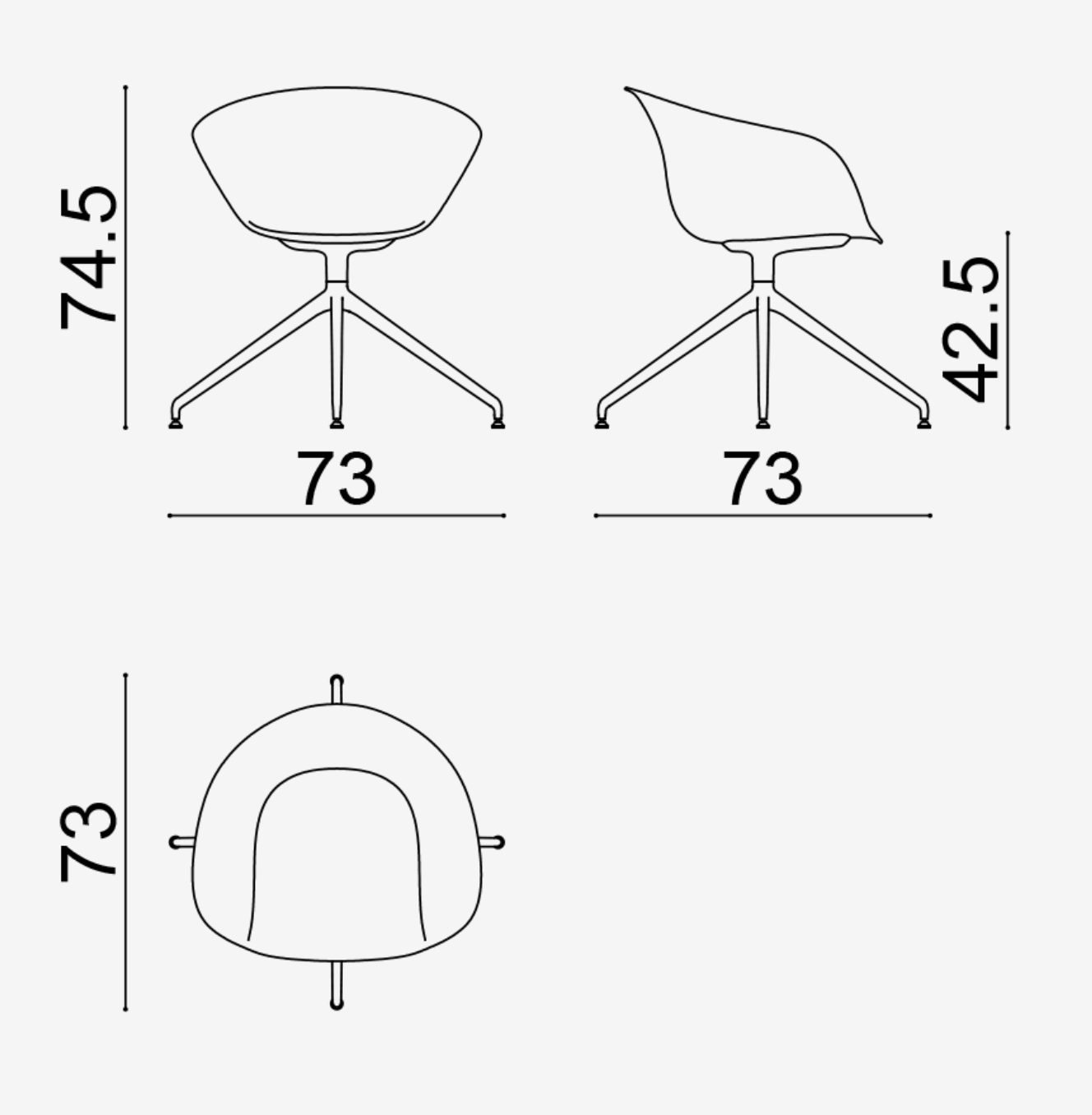 Arper Duna 02 4 Way Castor - Conference room tub chair