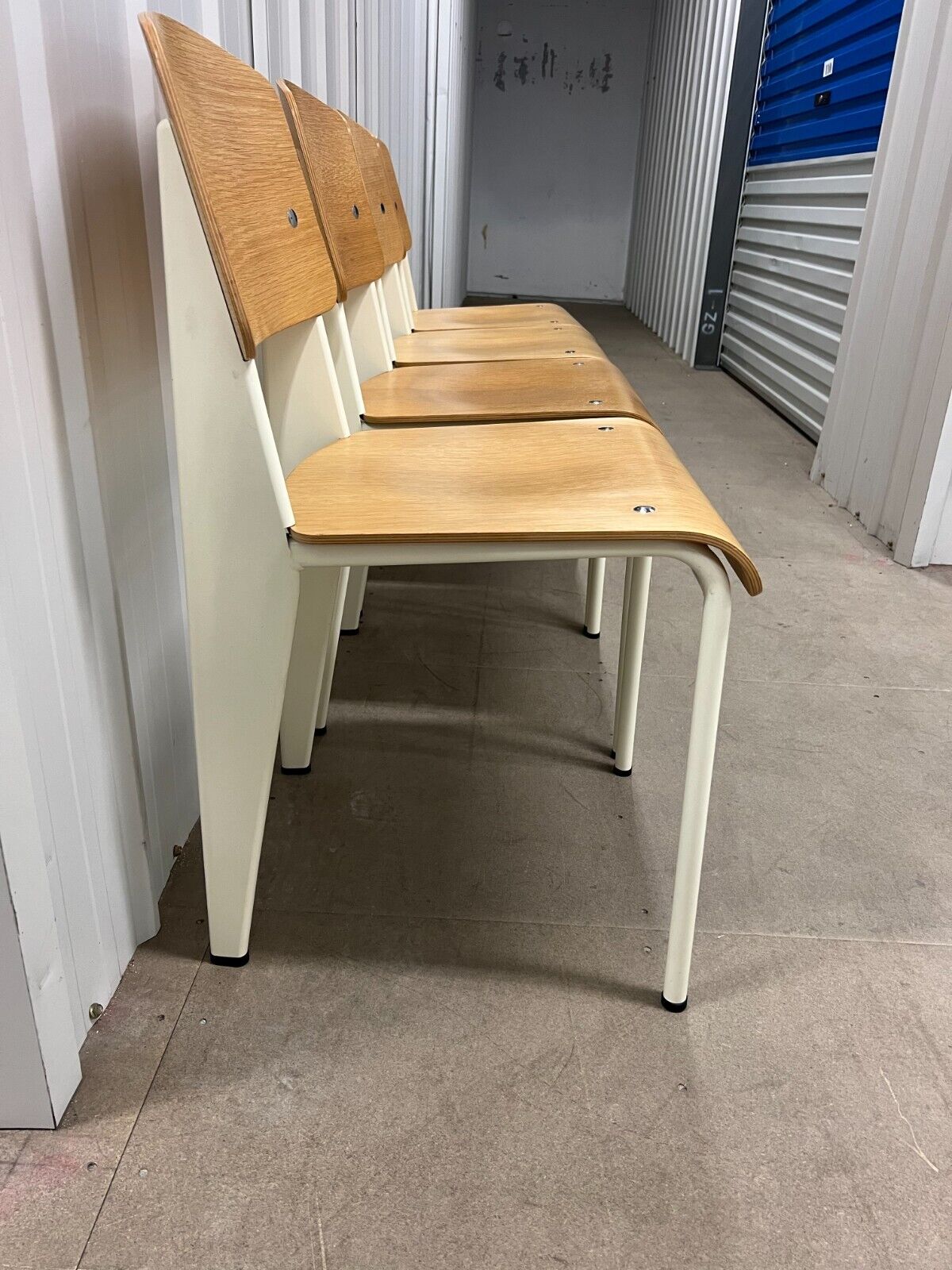 Standard Chair for Vitra in Natural Oak, White Metal by Jean Prouvé