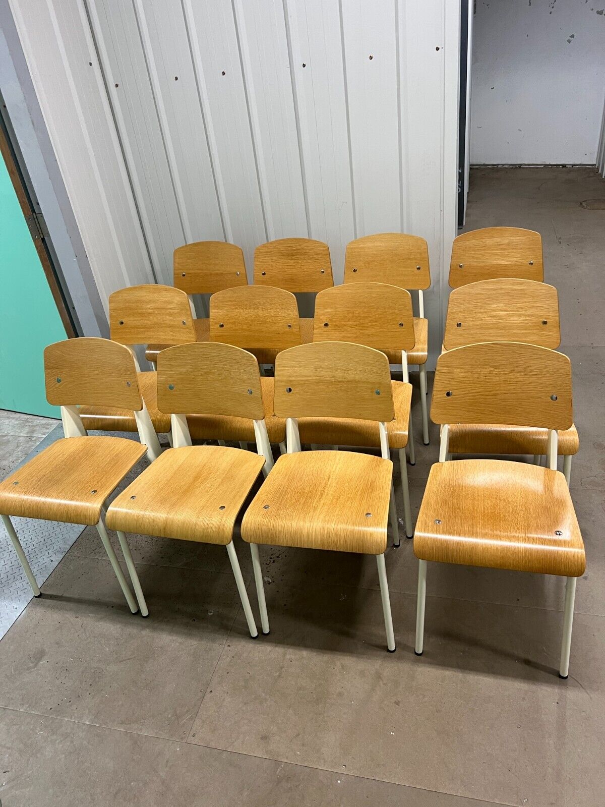 Standard Chair for Vitra in Natural Oak, White Metal by Jean Prouvé