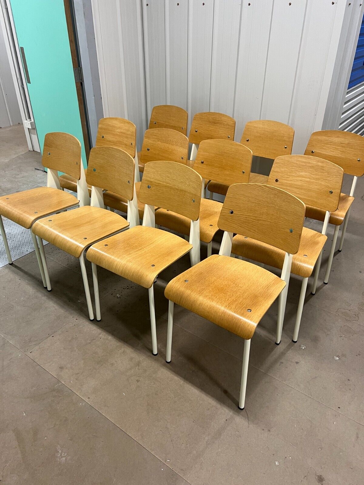 Standard Chair for Vitra in Natural Oak, White Metal by Jean Prouvé