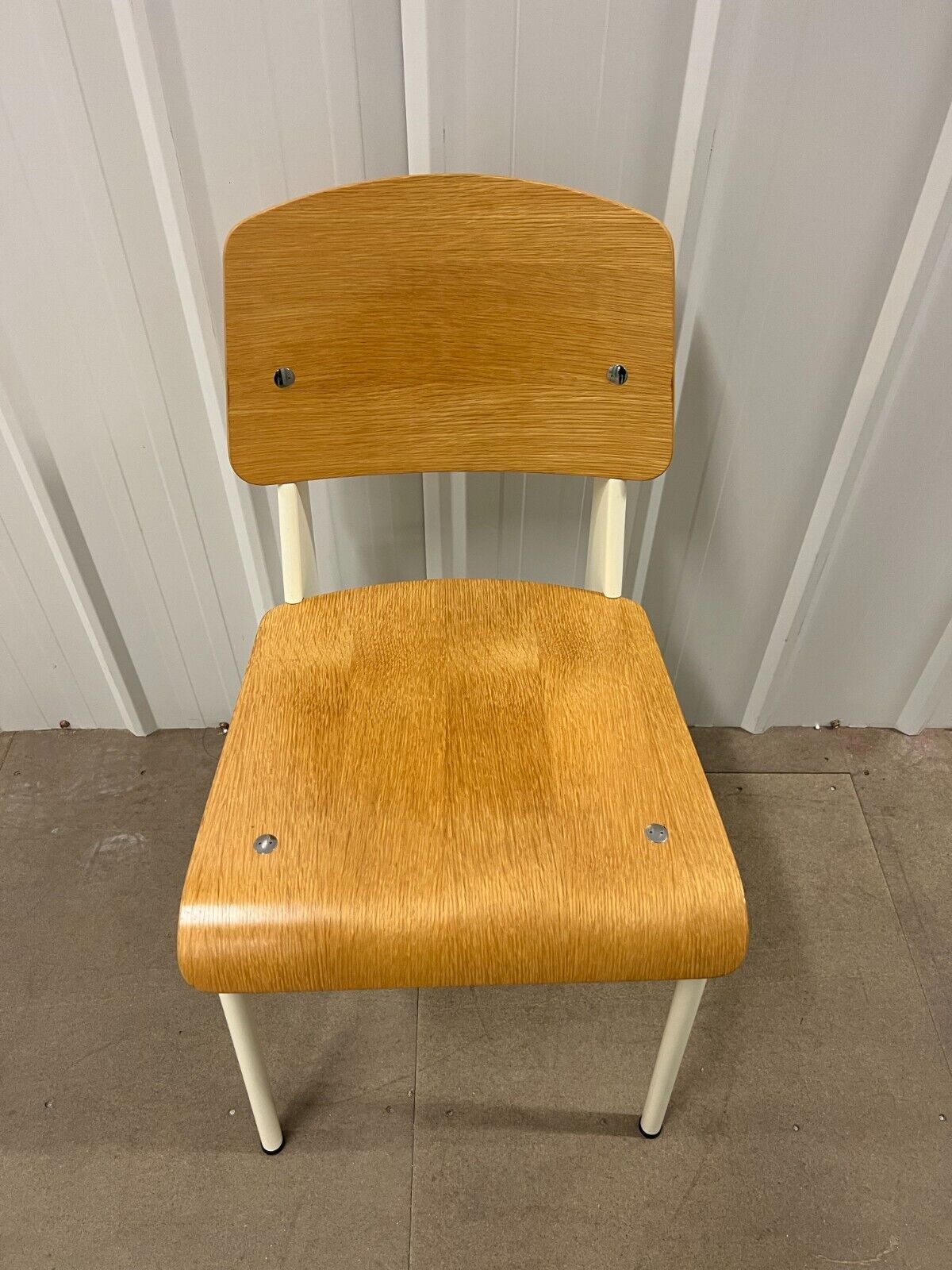 Standard Chair for Vitra in Natural Oak, White Metal by Jean Prouvé