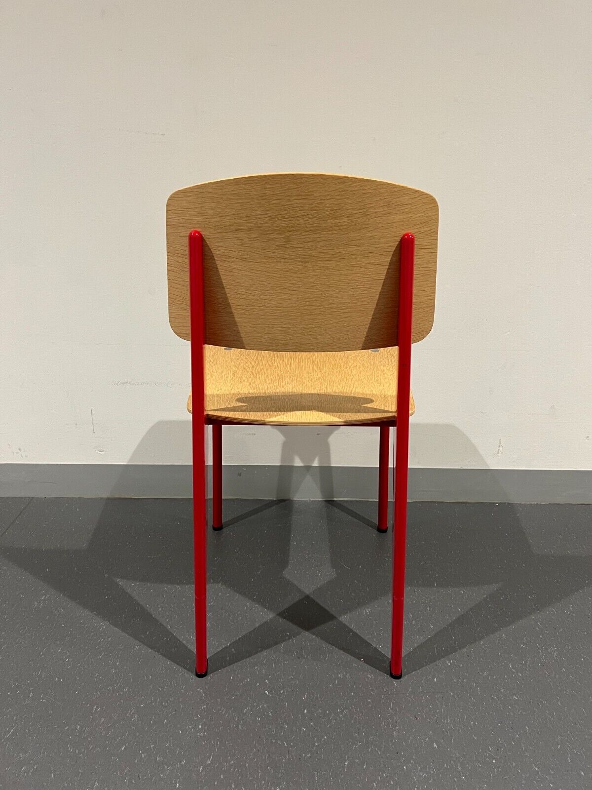 Vitra Standard Chair in Natural Oak, Japenese Red Metal by Jean Prouvé