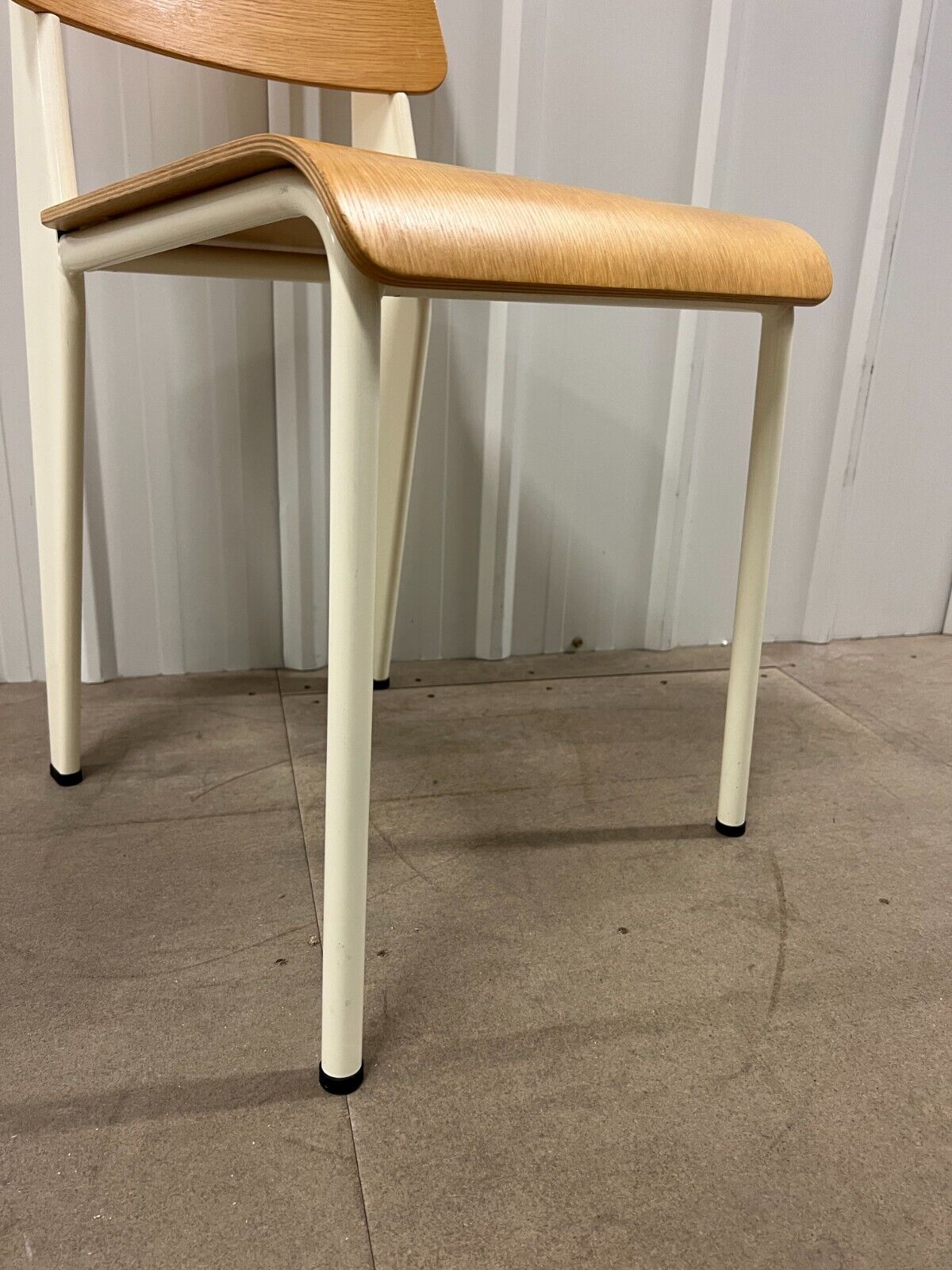 Standard Chair for Vitra in Natural Oak, White Metal by Jean Prouvé