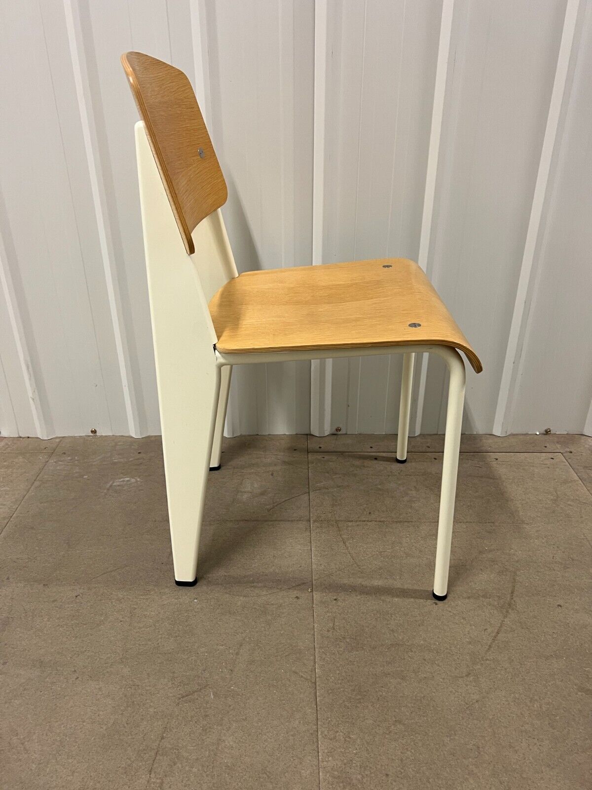 Standard Chair for Vitra in Natural Oak, White Metal by Jean Prouvé