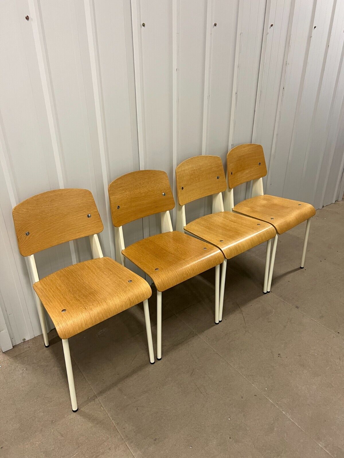 Standard Chair for Vitra in Natural Oak, White Metal by Jean Prouvé