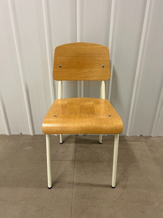 Standard Chair for Vitra in Natural Oak, White Metal by Jean Prouvé