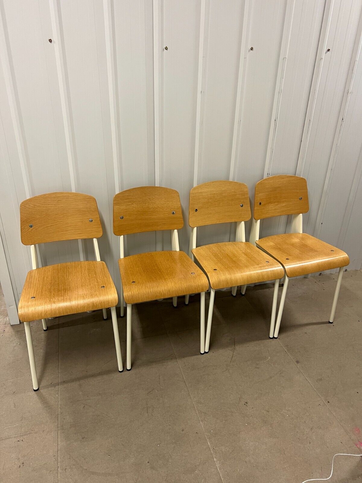 Standard Chair for Vitra in Natural Oak, White Metal by Jean Prouvé